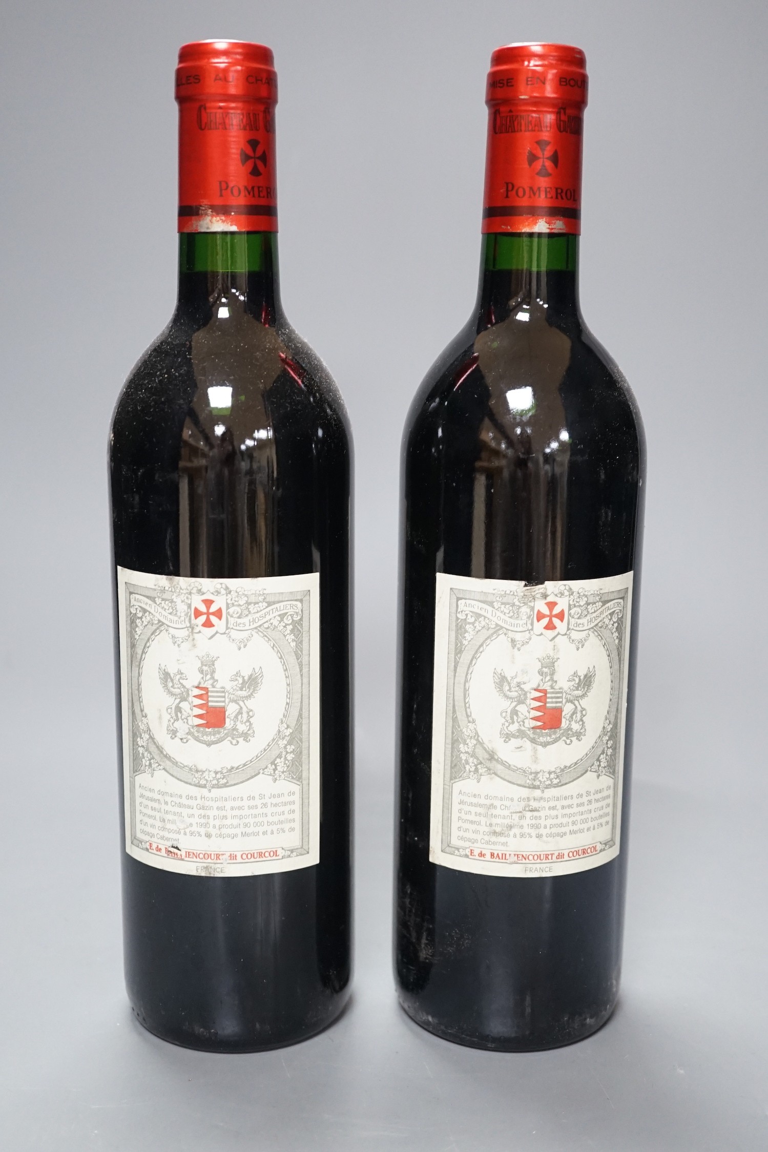 Two bottles of Chateau Cazin Pomerol 1990